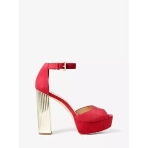 Michael Kors Women's Platform Shoes Suede Porter open Toe Red Crimson size 10